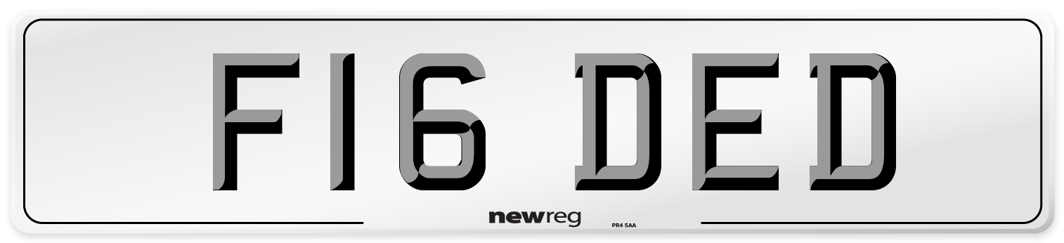 F16 DED Number Plate from New Reg